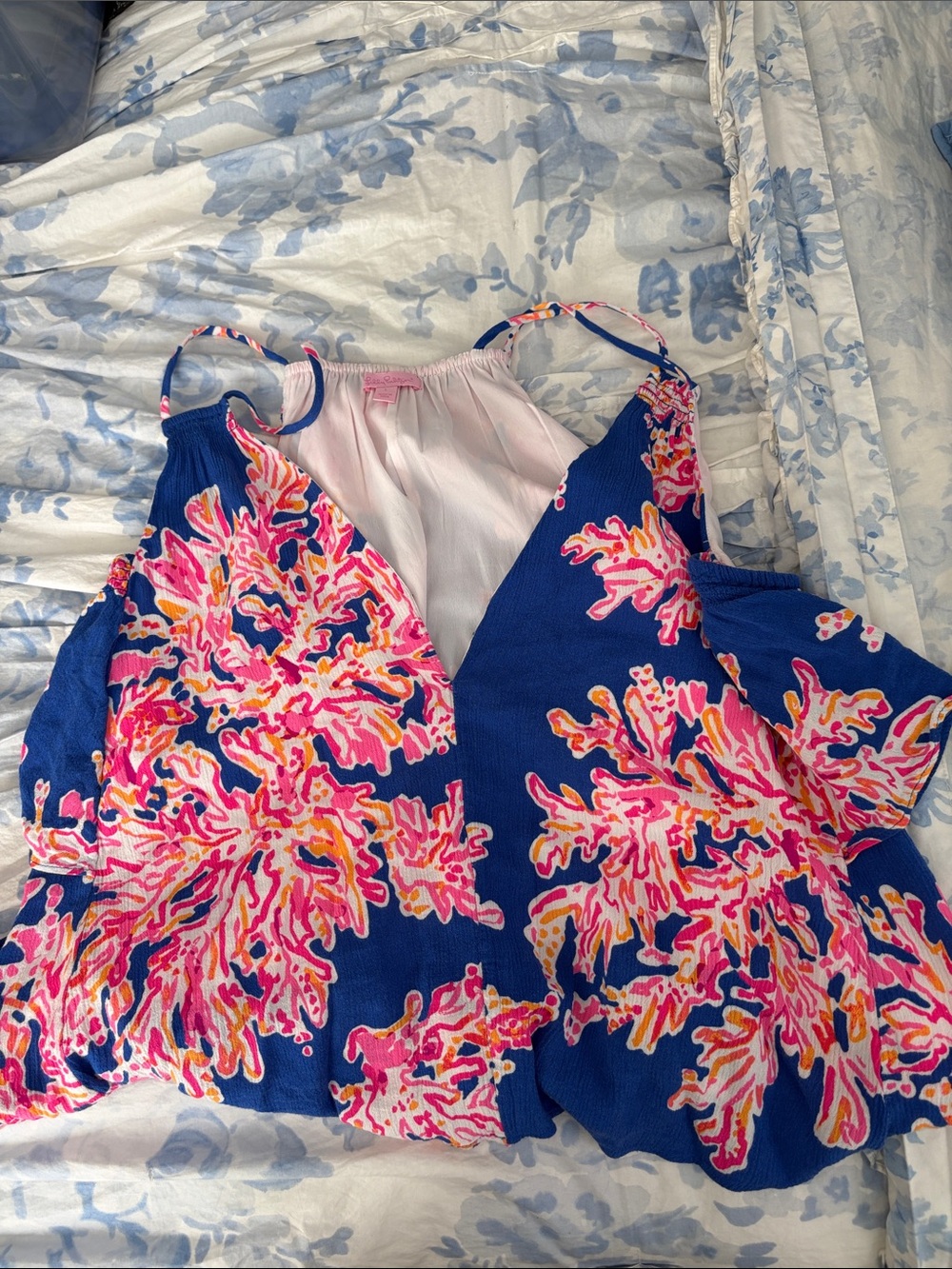 Lilly Pulitzer Blue Pink Coral-Print Tank Top